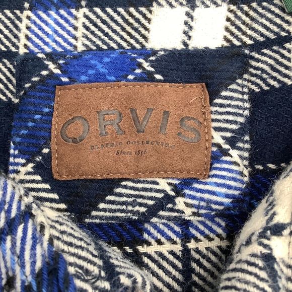 Orvis Mens‎ Long Sleeve Button Up Heavy Flannel Shirt Jacket Blue Plaid Size XXL - Picture 4 of 9
